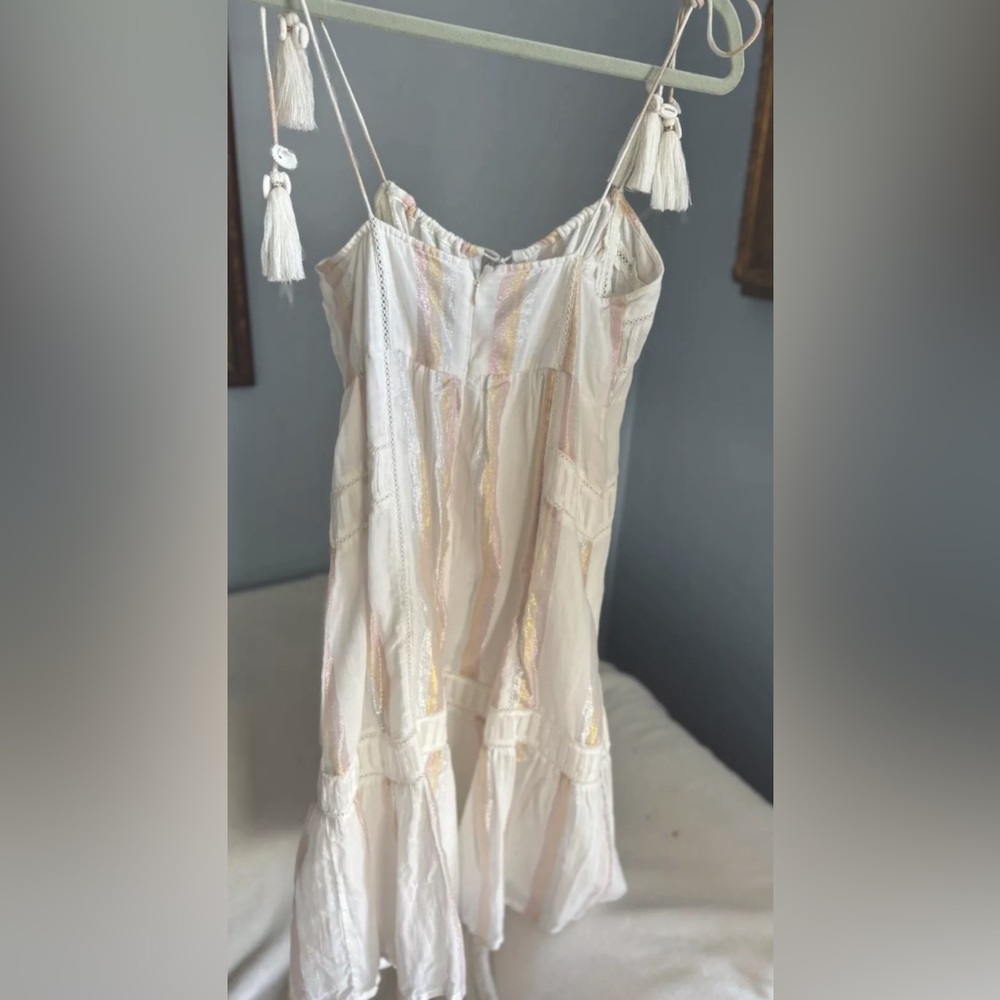 Anthropologie dress - above knee length, white with gold and pink stripes. - Picture 2 of 2